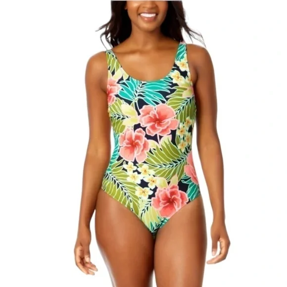 NEW HURLEY One-Piece Swimsuit in Pink Poppy Tropics Floral - Size Small - Picture 1 of 6